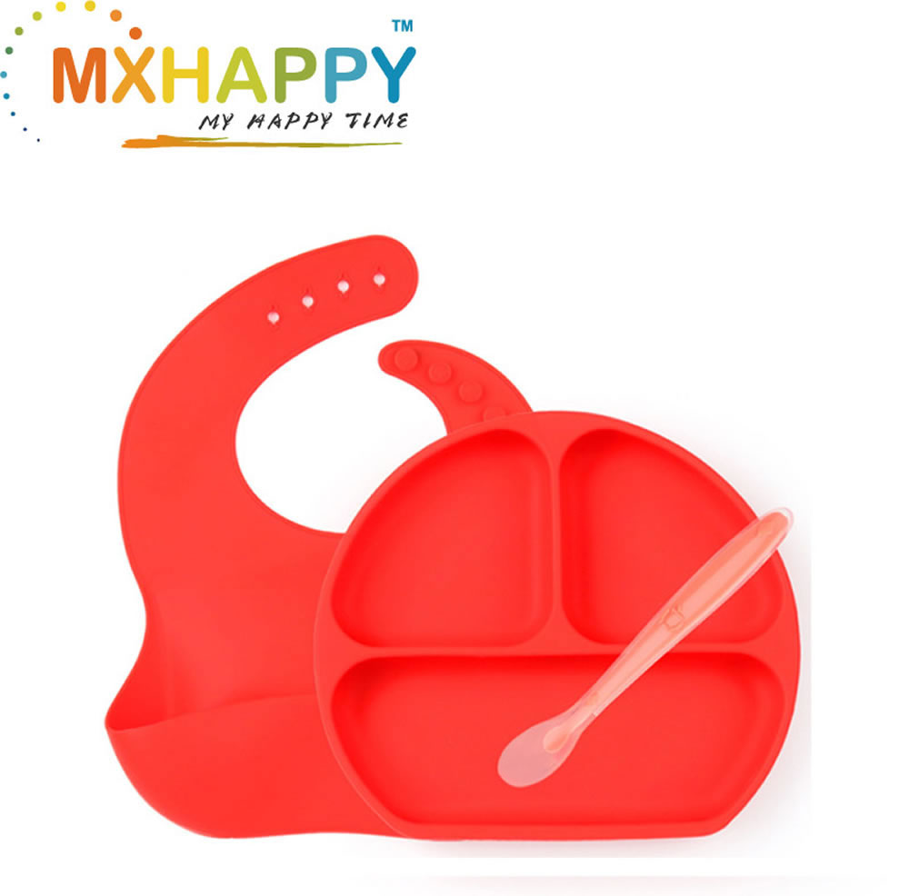 View:Silicone Portable Non Slip Suction Plates for Children Babies and Kids BPA Free Baby Dinner Plate
