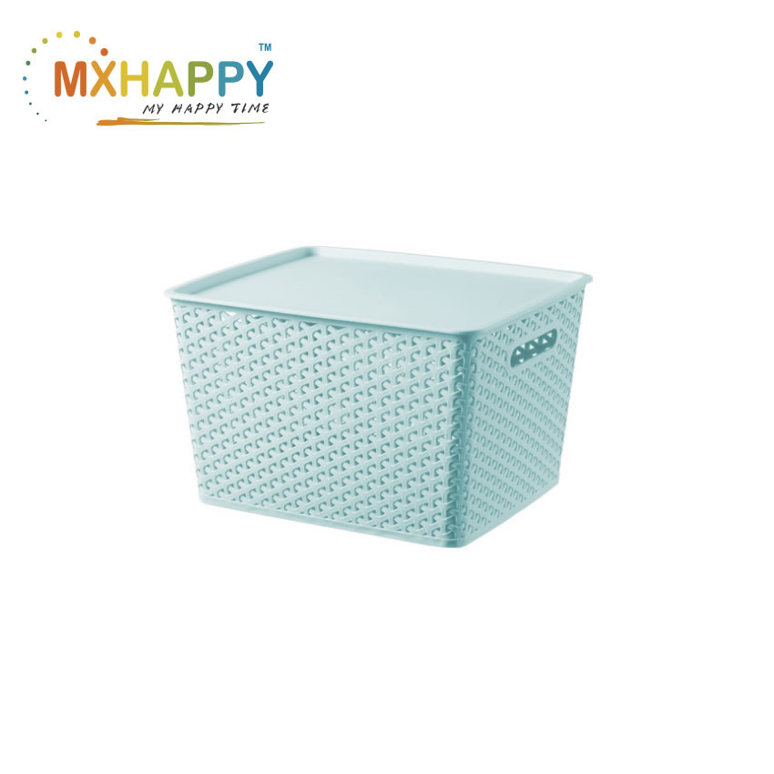 Large Plastic Storage Basket Box for Home Storage with Lid
