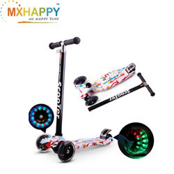 Scooter Height Adjustable Lean to Steer Flashing PU Wheels 3 Wheel