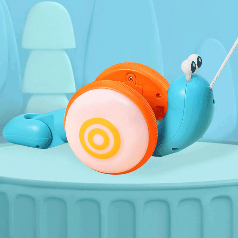 Toddler Rope Pull Snail Toy musical drag rope walk along