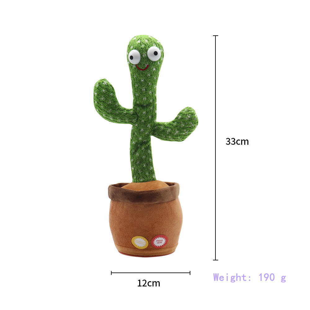 Dancing Cactus Talking Cactus Toy, Wriggle Singing Cactus Repeats What You Say, Plush Talking Toy Electric Speaking Cactus Baby Toy 15 Second Voice Recorder Toy
