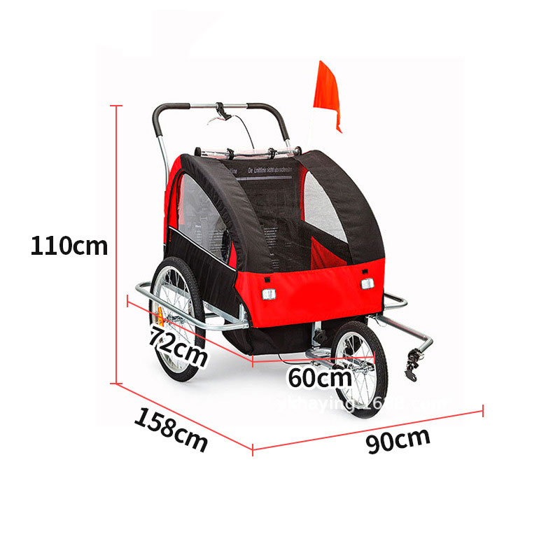 Multifunctional parent-child outdoor children's bicycle trailer foldable double baby stroller