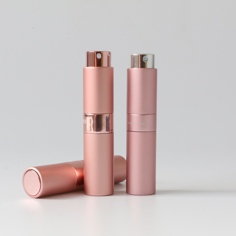 High-end 10ml perfume bottle round head spray bottle portable anodized aluminum glass rotary bottle