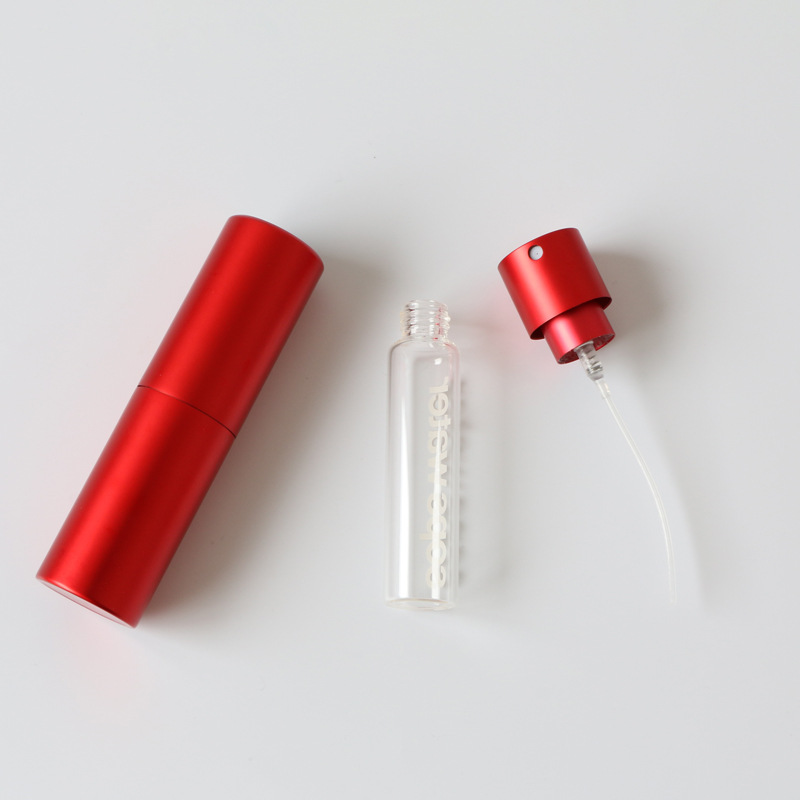High-end 10ml perfume bottle round head spray bottle portable anodized aluminum glass rotary bottle