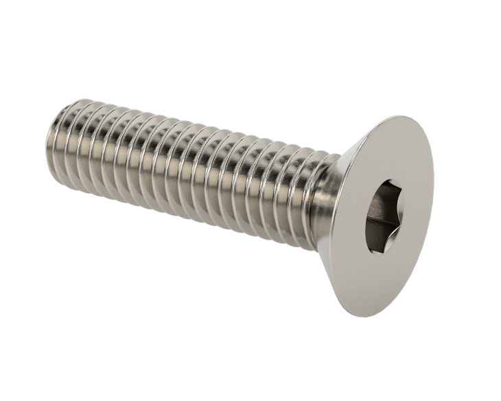 View:Stainless Steel 304  Hex Drive Flat Head Screw, M3x 0.45 mm Thread, 12 mm Long