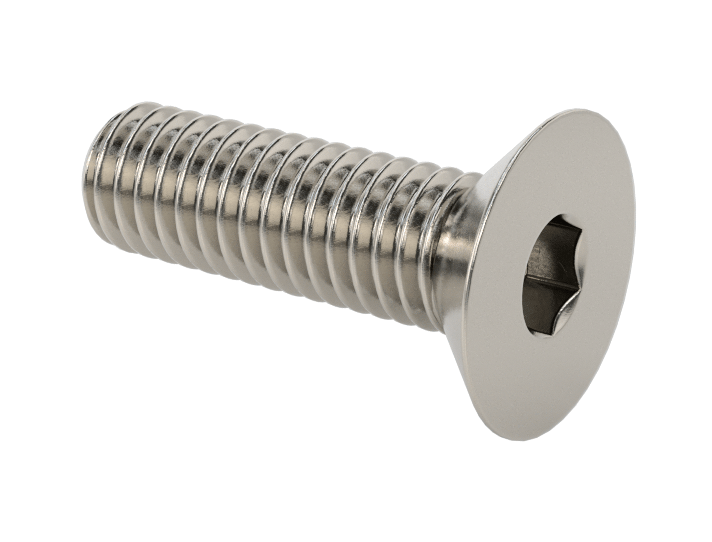 View:Stainless Steel 304  Hex Drive Flat Head Screw, M4x 0.45 mm Thread, 12mm Long