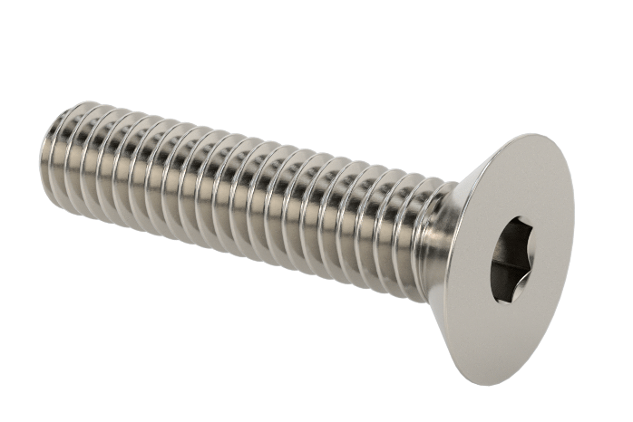 Stainless Steel 304  Hex Drive Flat Head Screw, M4x 0.45 mm Thread, 20mm Long