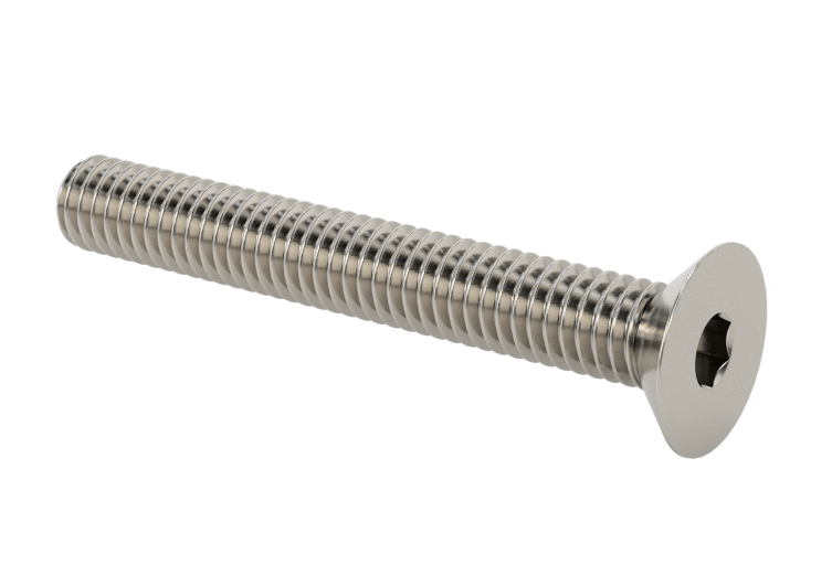 Stainless Steel 304  Hex Drive Flat Head Screw, M4x 0.45 mm Thread, 50mm Long