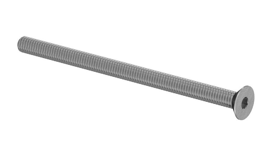 Stainless Steel 304  Hex Drive Flat Head Screw, M4x 0.45 mm Thread, 65mm Long