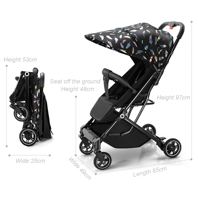 Baby stroller can be seated or lying down, lightweight and foldable, suitable for children