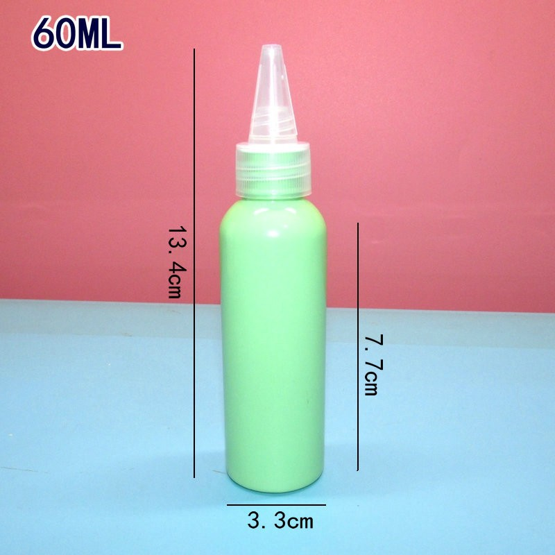 60ml color pointed bottle extrusion bottle plastic drip bottle small empty bottle glue lotion sub bottle pigment bottle