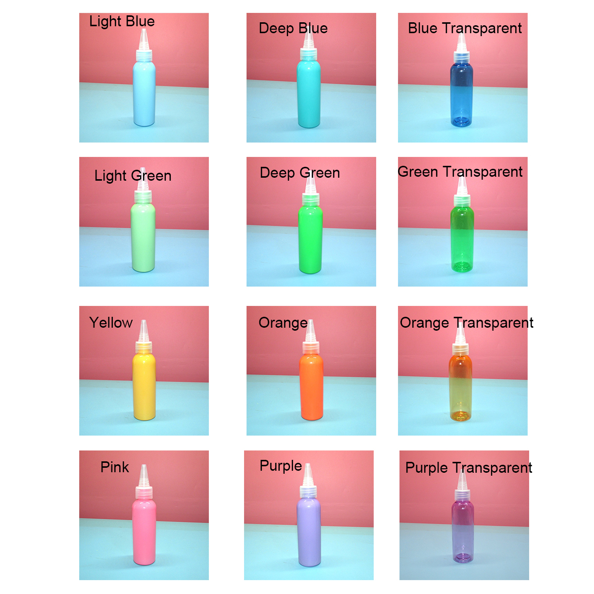 60ml color pointed bottle extrusion bottle plastic drip bottle small empty bottle glue lotion sub bottle pigment bottle