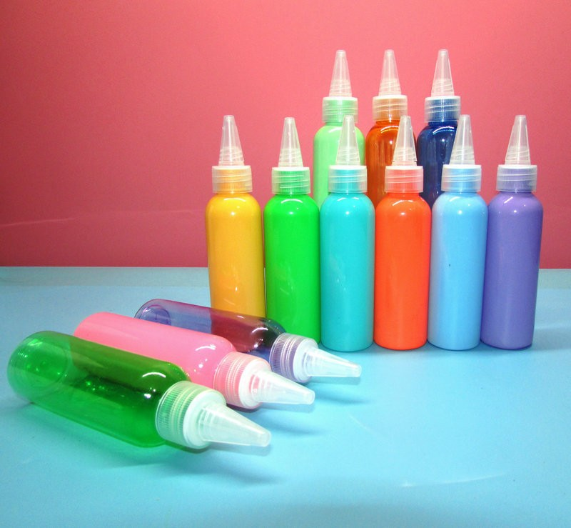 60ml color pointed bottle extrusion bottle plastic drip bottle small empty bottle glue lotion sub bottle pigment bottle