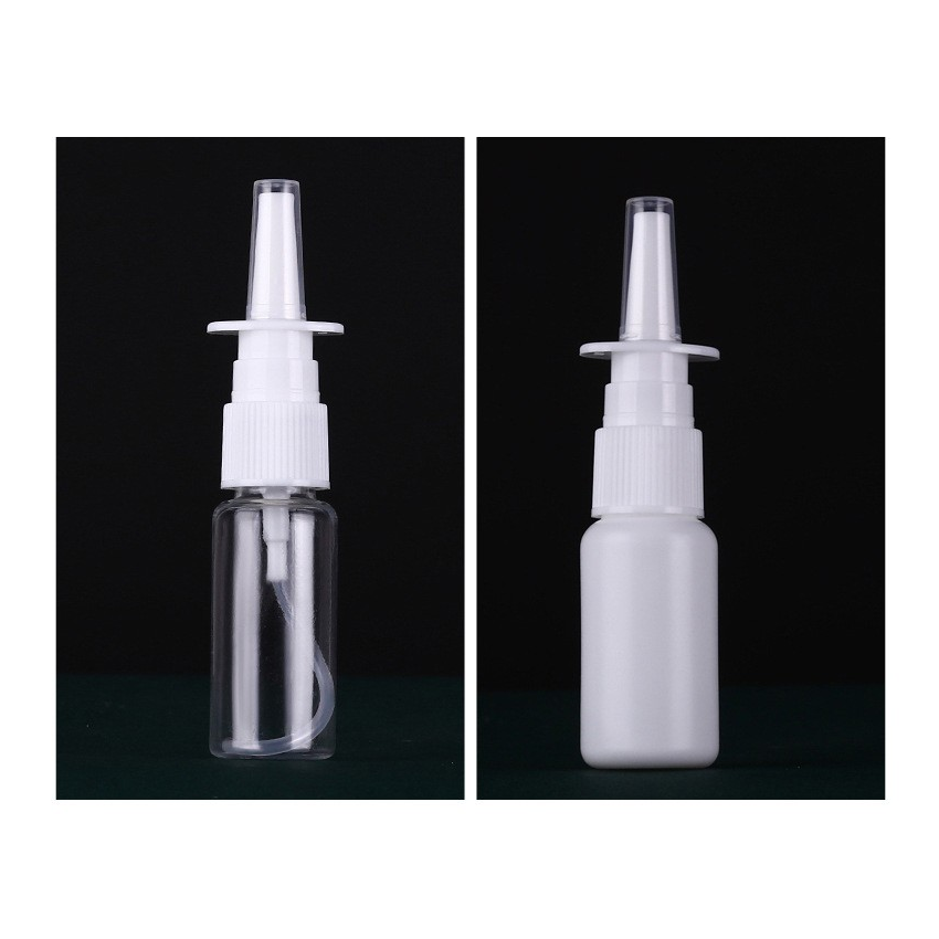 10ml Transparent white nasal straight spray bottle filled with water for nasal administration