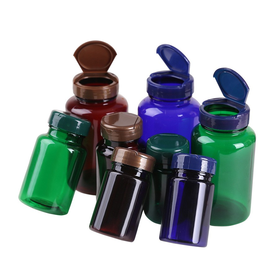 Colorful flip top plastic bottles