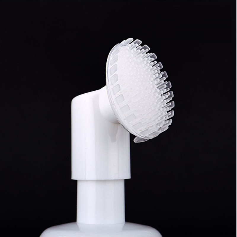 200ml White/Transparent Silicone brush foam lotion press bottle face cleaning mousse foaming bottle massage brush bottle sub bottle