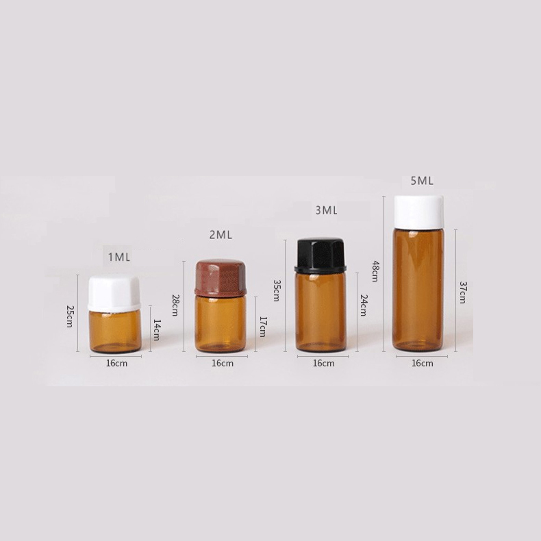 1ml/2ml Transparent brown small essential oil bottle