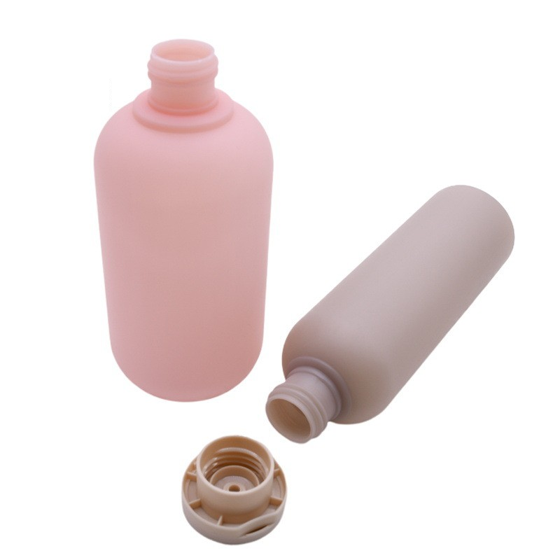 Round shoulder frosted clamshell lotion bottle