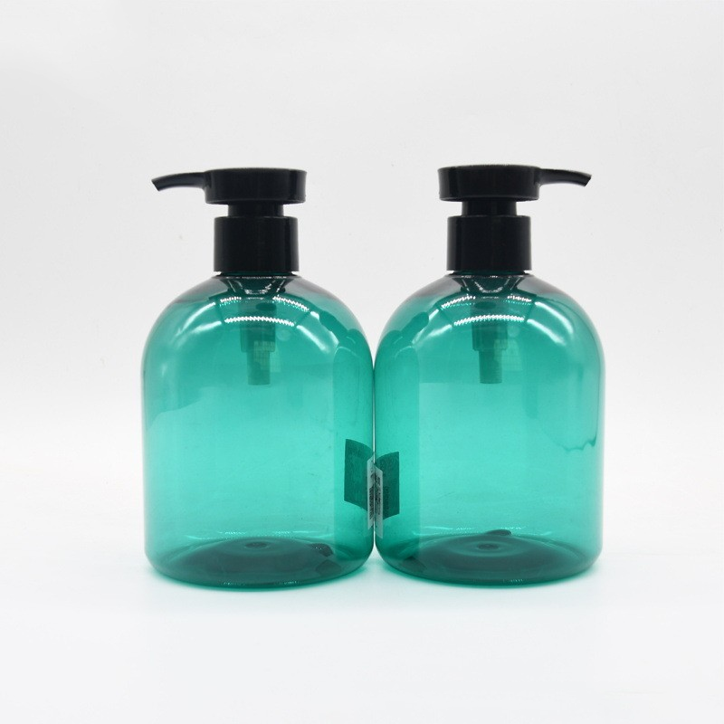 Customized 450ml green round shoulder shampoo bottle, plastic PET lotion, separate bottle, hand sanitizer bath gel bottle, empty bottle