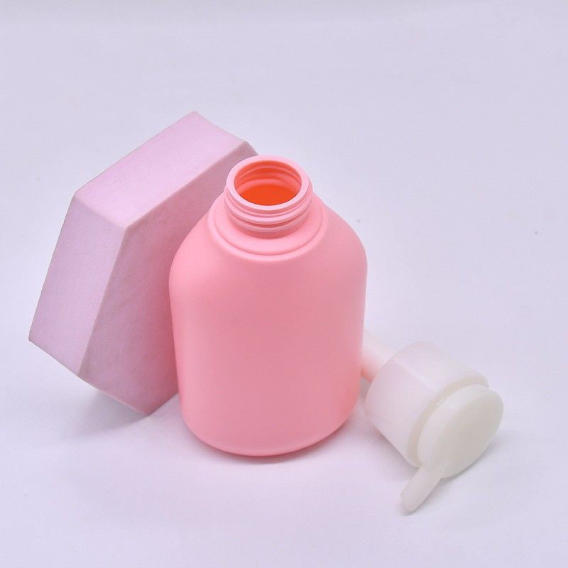 300ml plastic PE press lotion bottle pink customized