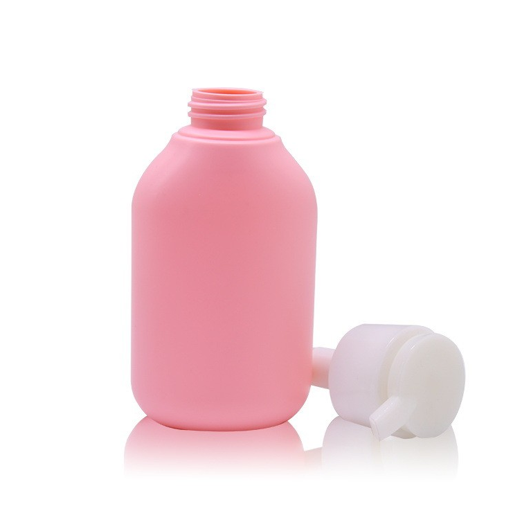 300ml plastic PE press lotion bottle pink customized