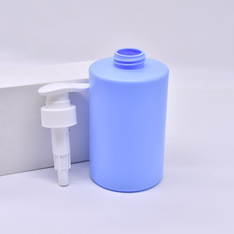 500ml flat shoulder cylindrical plastic lotion press bottle