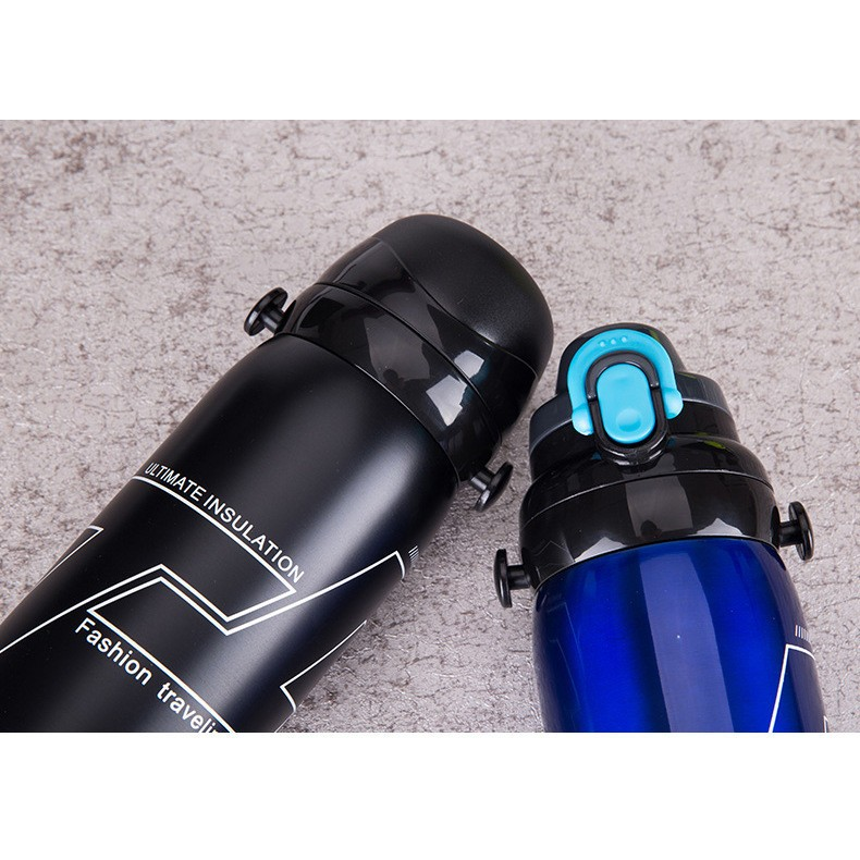800ml, stainless steel, 304, double-layer, insulated, refrigerated, water cup, portable, outdoor, shoulder strap, double lid, gift customization, insulated kettle