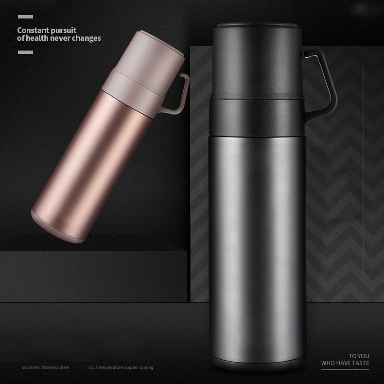 Creative double lid vacuum insulated cup made of 304 stainless steel