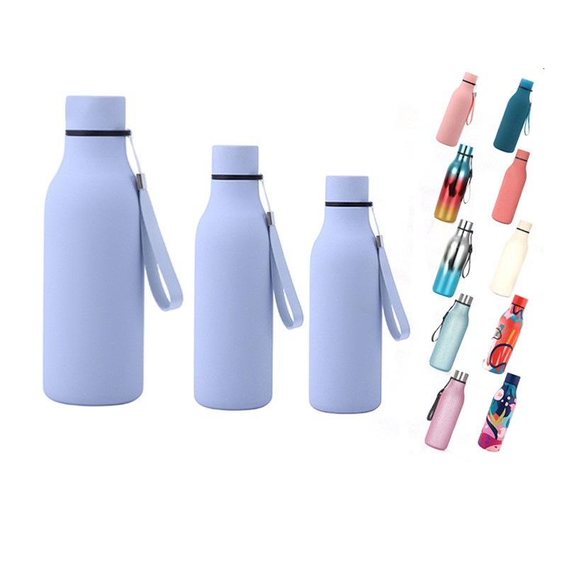 550ml,Thermos  304 stainless steel irregular shaped cola bottle, stainless steel small mouth insulated bottle, rubber paint outdoor sports water cup