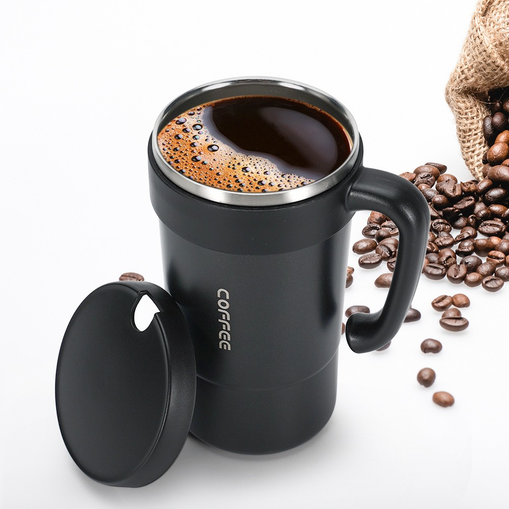 650ml Insulated cup, simple coffee cup, double-layer water with lid cup