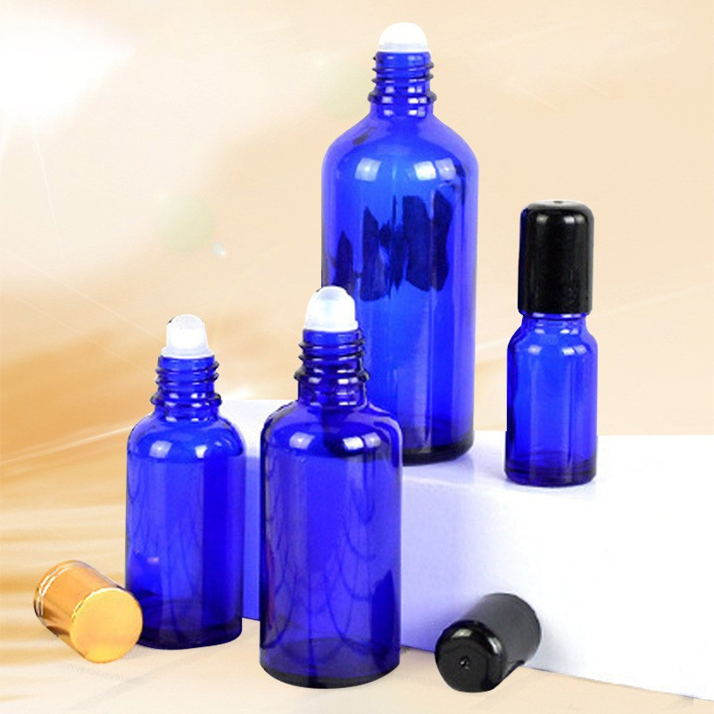 Blue essential oil bottle