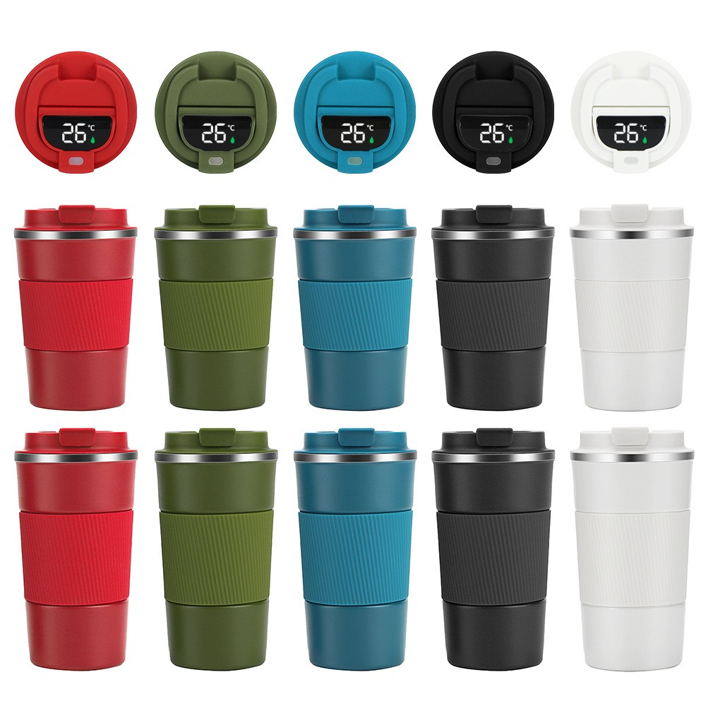 380ml 510ml Thermos custom 304 stainless steel insulated cup spray coated with silicone, high aesthetic value, simple outdoor, portable, and convenient coffee cup