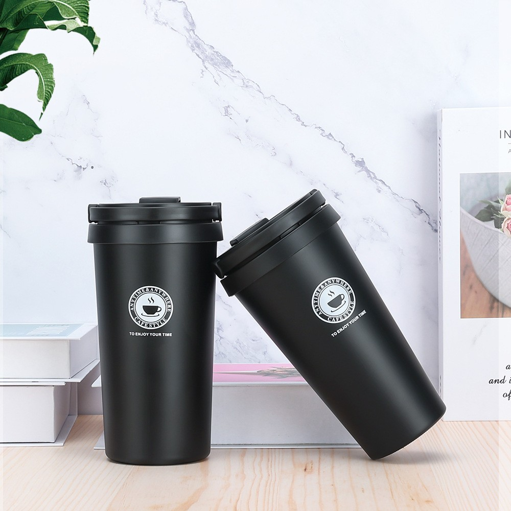 480ml Thermos custom Coffee cup with 304 stainless steel concave convex cup, insulated and cold proof coffee cup handle, seamless inner liner, water cup