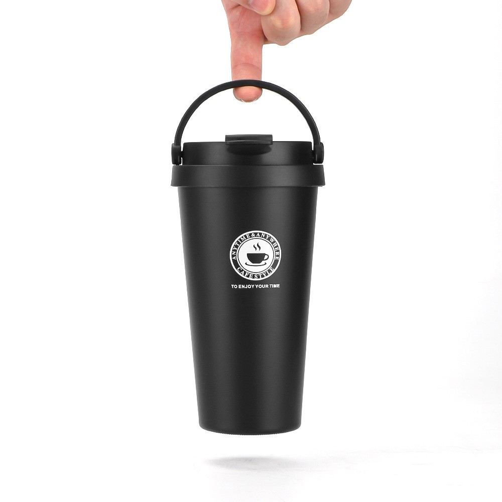 480ml Thermos custom Coffee cup with 304 stainless steel concave convex cup, insulated and cold proof coffee cup handle, seamless inner liner, water cup