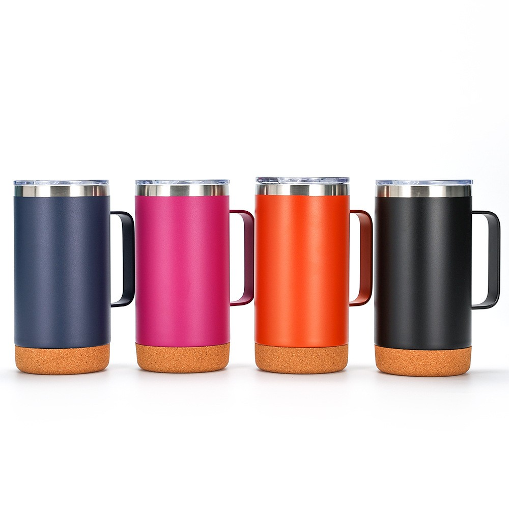 690ml Thermos custom anti slip cork bottom mug handle cup stainless steel insulated cup business office coffee cup