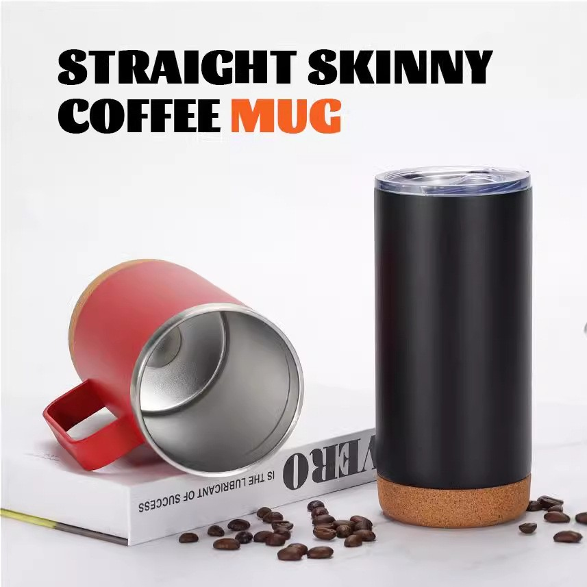 510ml Thermos custom simple, stainless steel, vacuum, double-layer, insulated cup, household, portable, no handle, coffee cup, non slip, cork bottom, mug