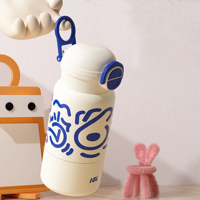 520ml Thermos custom High appearance 316 stainless steel insulated cup with large capacity and cute children's double drinking cup with straps for long-lasting insulation and cuteness