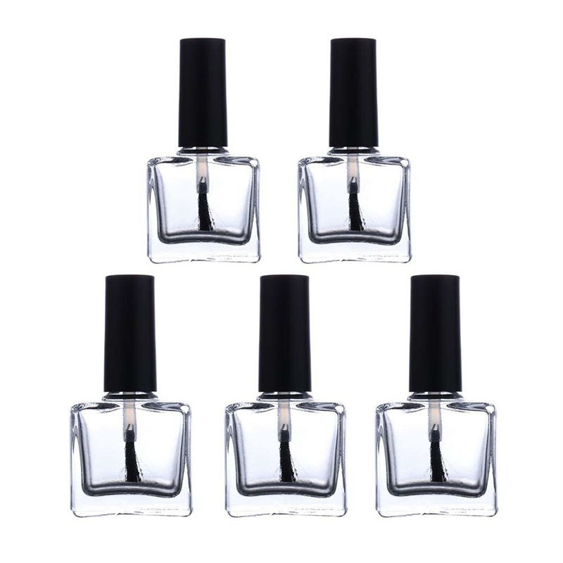 10ml customized flat square thick bottom nail polish glue glass empty bottle sealed transparent diy liquid powder blusher sub bottle