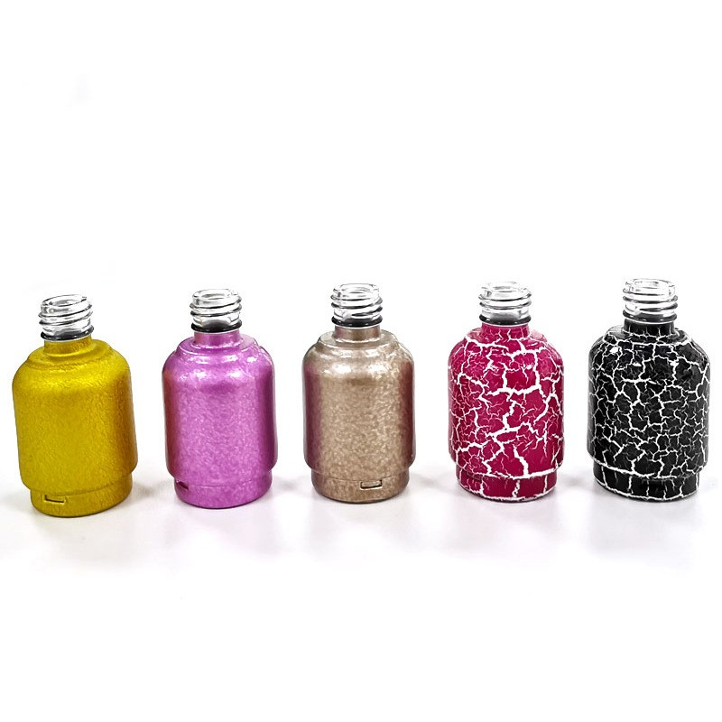 15ml customized nail polish glass bottle Wholesale round spray paint nail glue bottle Customized printing cover with soft brush