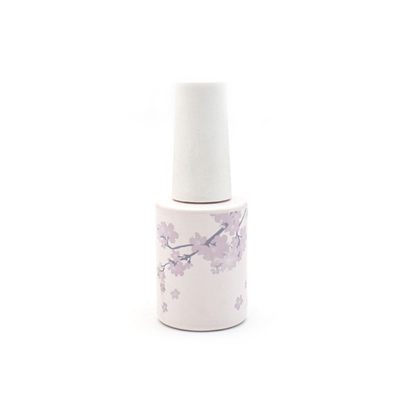 16ml customized nail polish glass bottle Wholesale round spray paint nail glue bottle Customized printing cover with soft brush