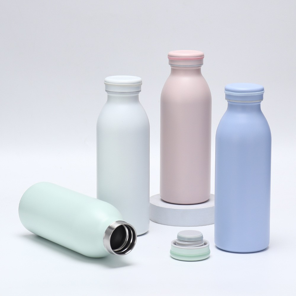 350ml stainless steel sports water bottle creative straight body double-layer milk bottle fashion vacuum insulated cup wholesale