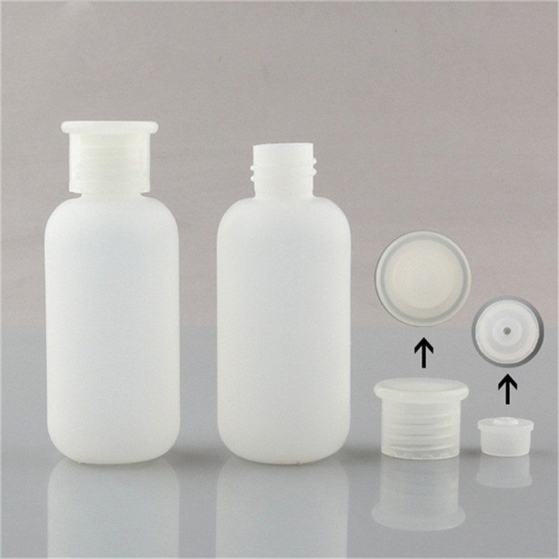 View:60ml wholesale PE white cylindrical plastic bottle, nail remover water bottle, screw cap cosmetic travel bottle