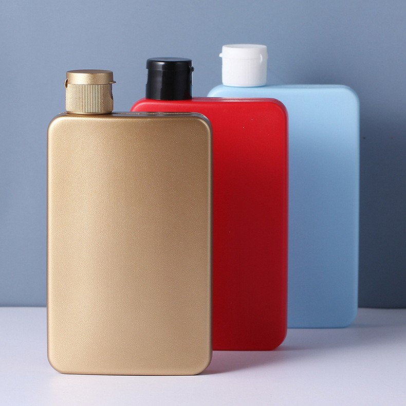 200ml plastic bottle with side opening square flat bottle, sunscreen body oil bottle, shampoo bottle