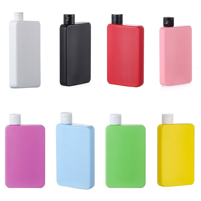 200ml customized plastic bottle with side opening square flat bottle, sunscreen body oil bottle, shampoo bottle