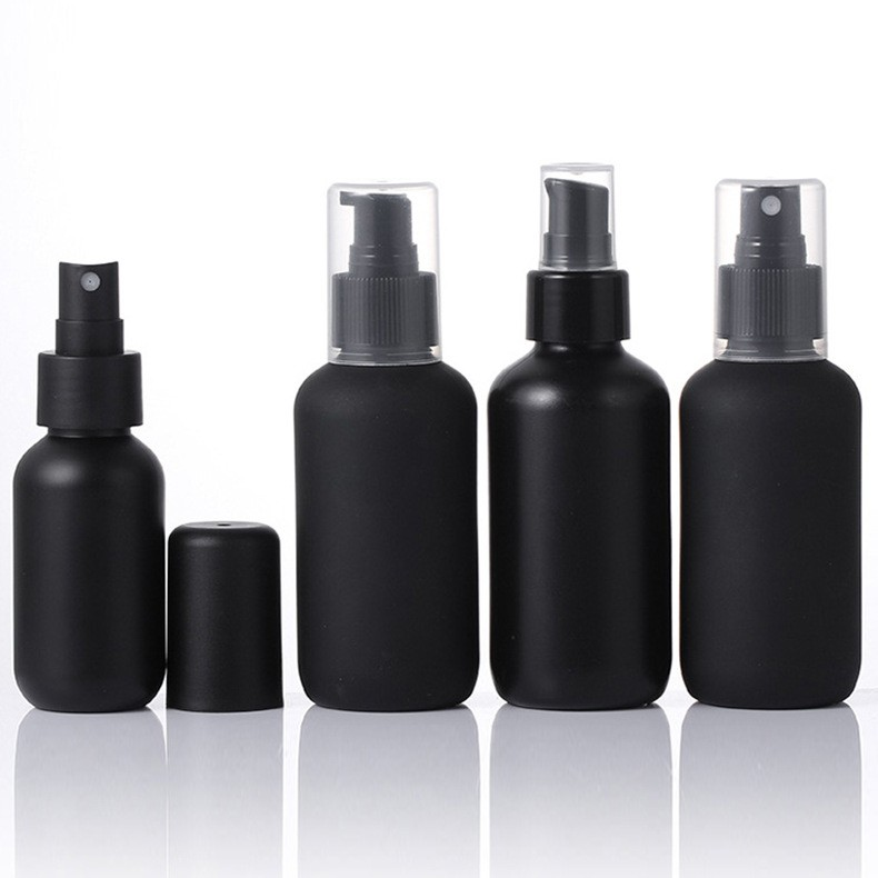 120ml customized plastic bottle Round shoulder Boston bottle Black frosted cosmetics packaging bottle spray bottle