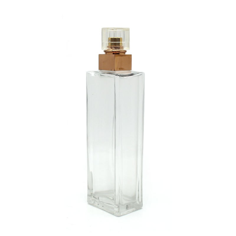 100ml rectangular perfume glass bottle transparent spray bottle bayonet sub bottle acrylic cap