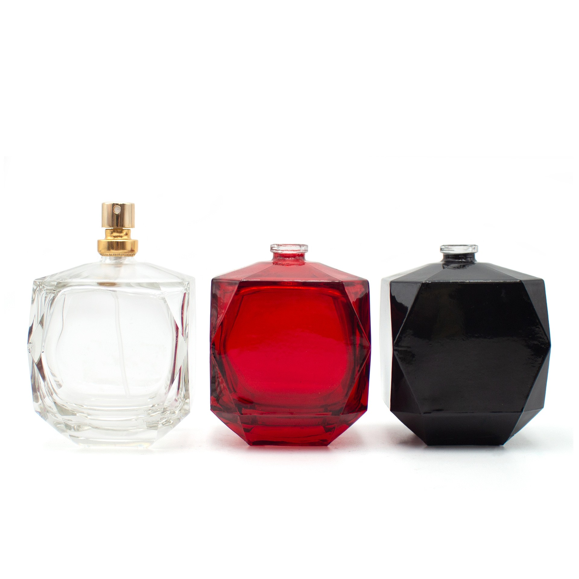 100ml Wholesale press spray empty bottle transparent glass cosmetics multi-faceted bottle color spray perfume bottles