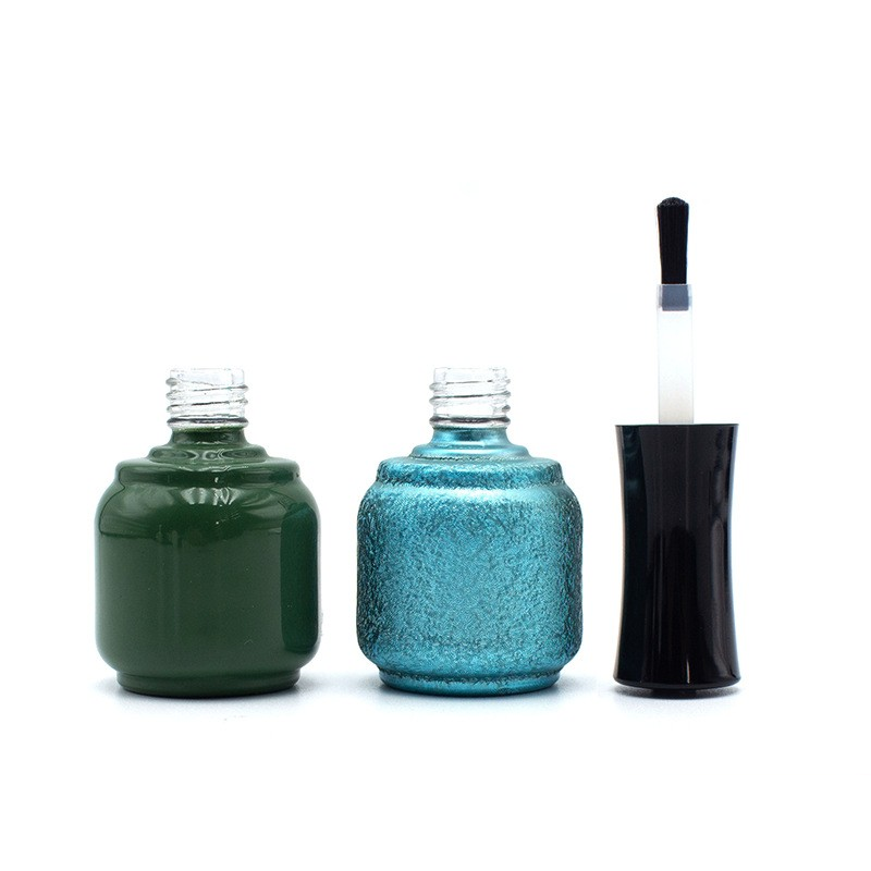 14ml customized round nail polish subpackage glass bottle delicate spray green touch up paint empty bottle wholesale covered brush