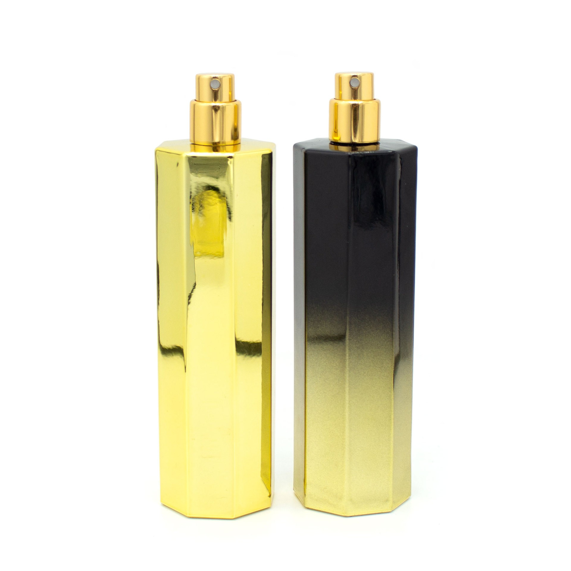 80ml fashionable simple octagonal diamond shaped perfume glass empty bottle electroplated slender spray fragrance patch bottle