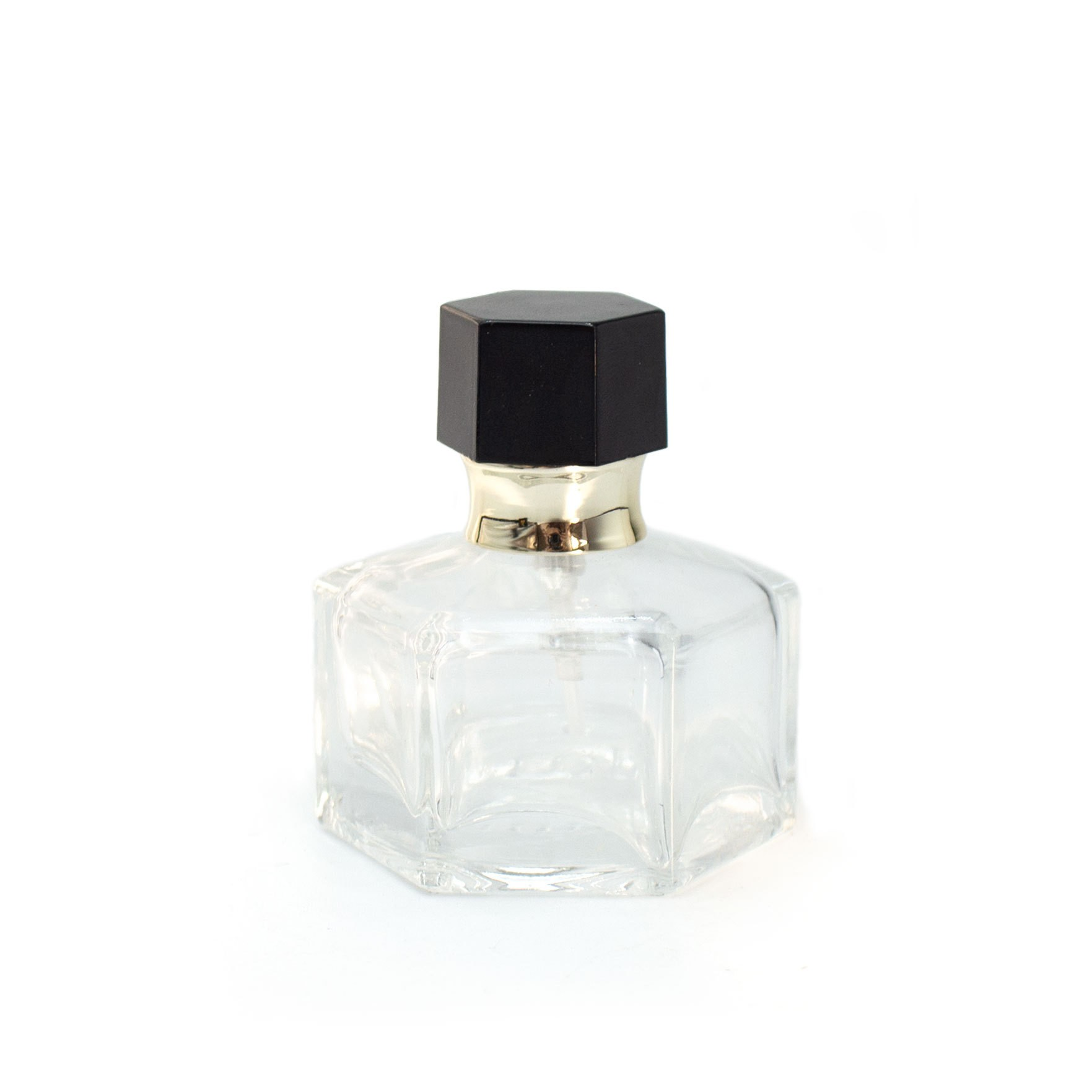30ml 75ml customized hexagonal perfume bottle glass cosmetics packaging spray bottle transparent perfume pressure bottle